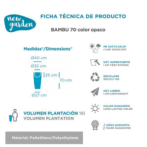 Maceta Redonda Bambu 70 Blanco